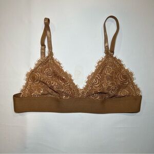 Pepper Everyday Lace Triangle Bralette in Tuscan Tan size small